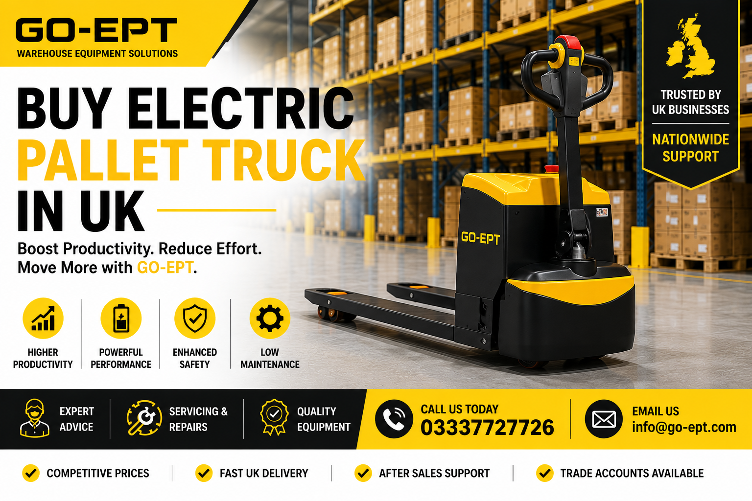 Buy electric pallet truck UK for warehouse productivity and material handling operations