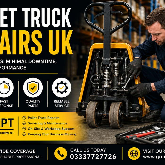 Professional pallet truck repairs UK engineer servicing an electric pallet truck