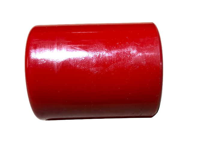 Red PU wheel for pallet trucks, 93mm width and 74mm diameter, fits a wide range of models, including low lift 75mm models and Crown PTH50 models