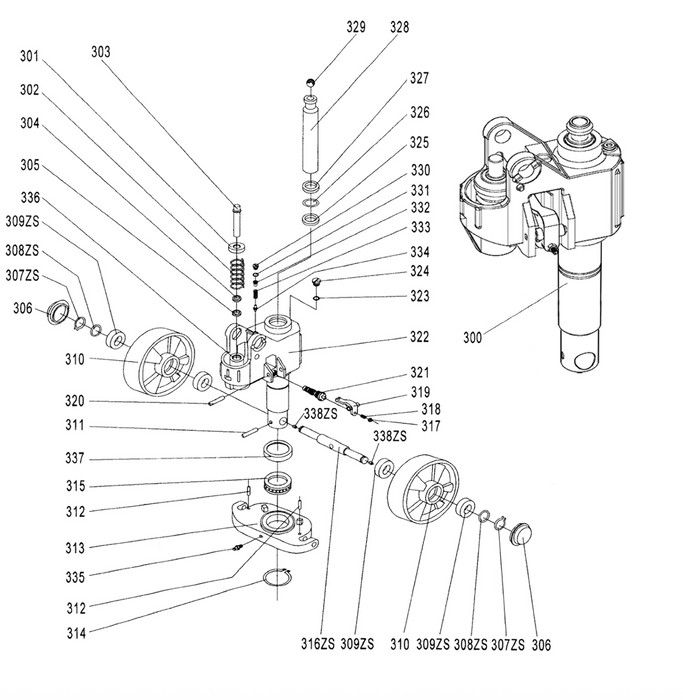 AC Galvanised pallet truck technical drawing