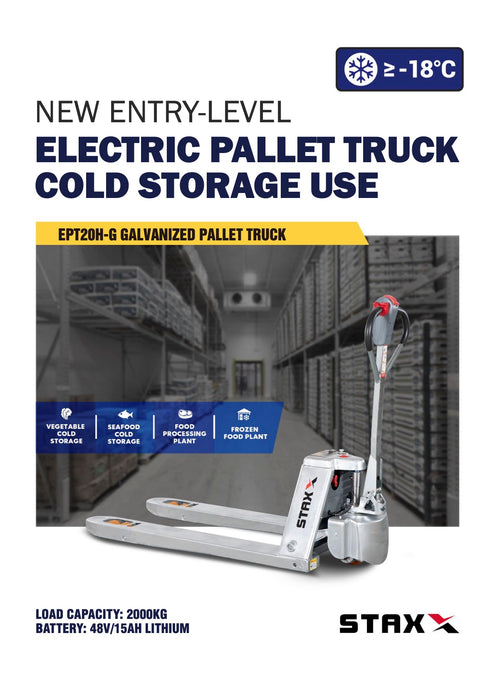 STAXX 2000kg 'Coldstore' Galvanised Fully Electric Pallet Truck 550x1150 - 2000kg Capacity