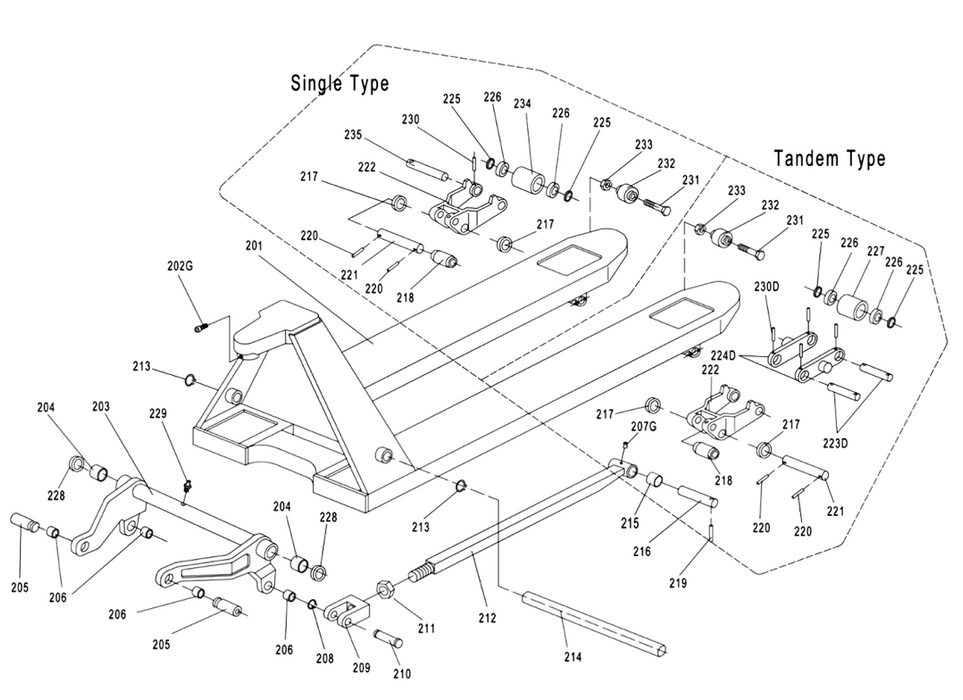 Galvanised pallet truck parts diagram