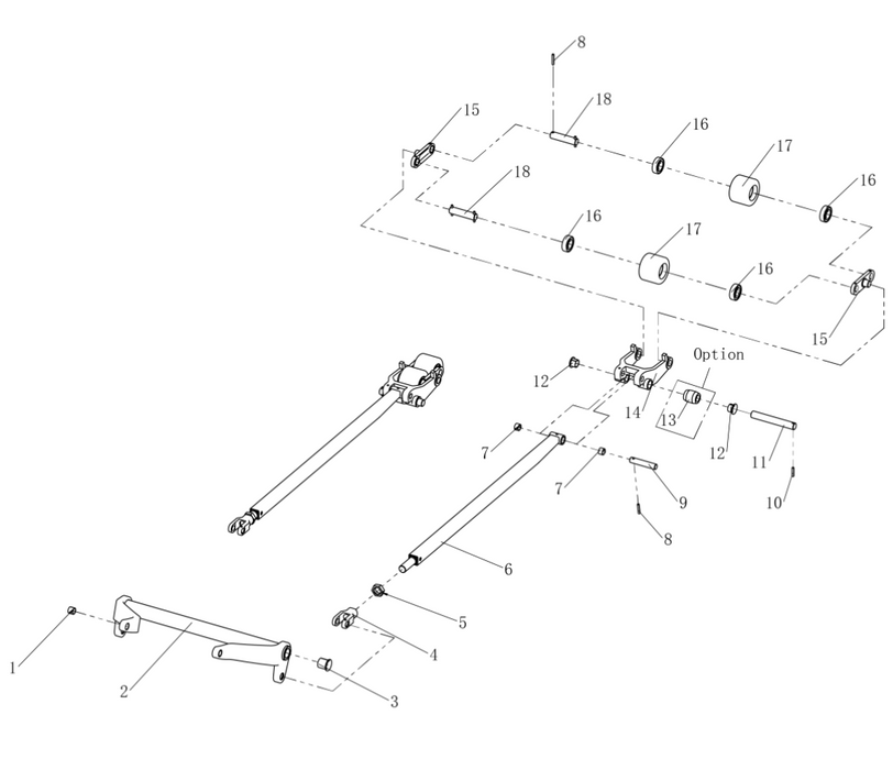 Hangcha electric pallet truck parts diagram for the pushrod assembly