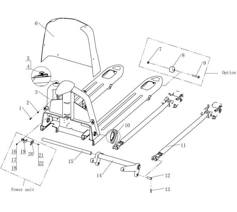 Hangcha frame parts diagram for electric pallet trucks