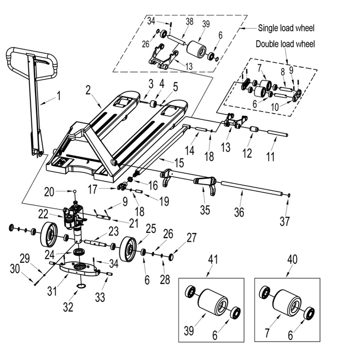 Pallet truck frame parts diagram