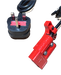 Picture showing the 2 plug connections on the battery charger for electric pallet trucks, 48v 5a output, with standard uk 3 pin plug. genuine STAXX part, 