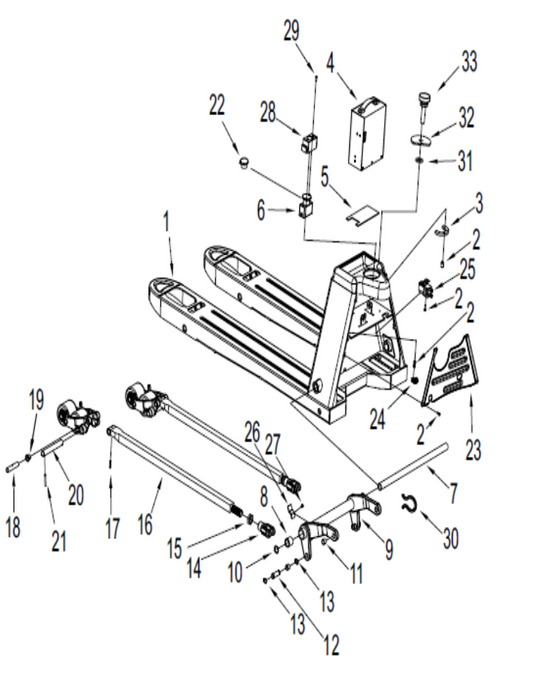 Electric pallet truck frame parts diagram