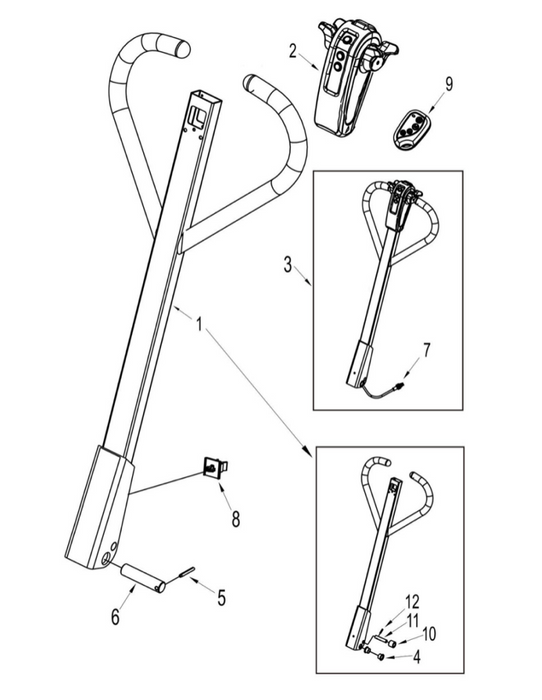 STAXX Electric pallet truck handle parts diagram