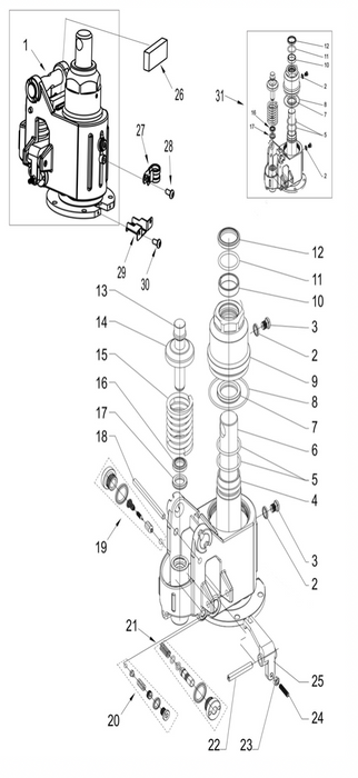 Semi Electric pallet truck pump unit technical drawing