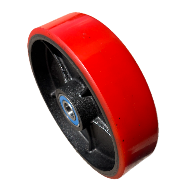Steel centre and red pu pallet truck wheel 200 x 50