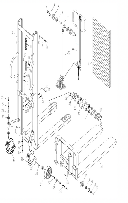WMS manual stacker truck chassis diagram